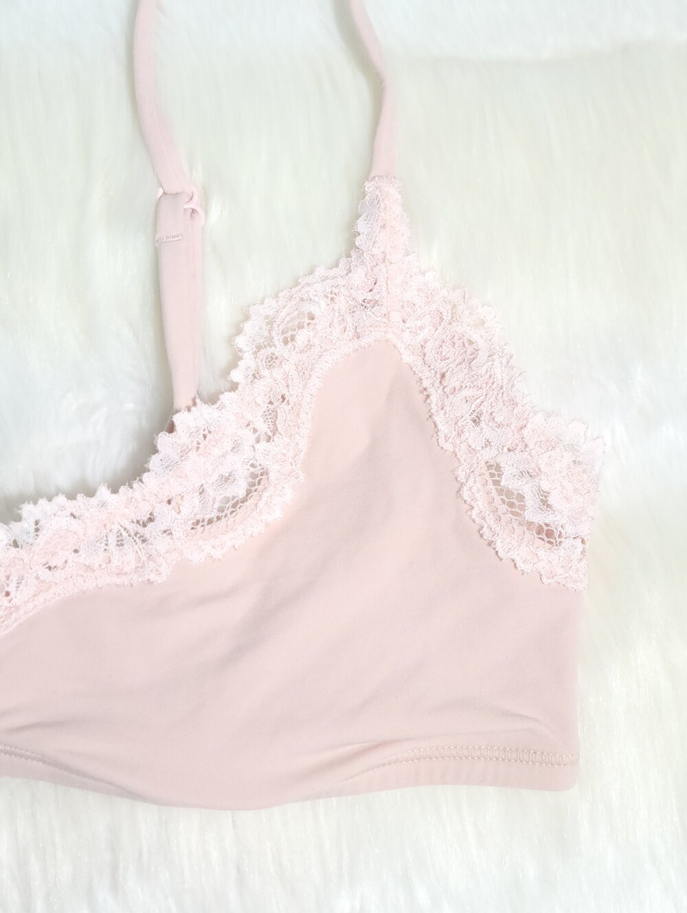 SKIMS Fits Everybody Lace Scoop Bralette Dusty Pink Pin Dot Women Medium NEW - Picture 3 of 7